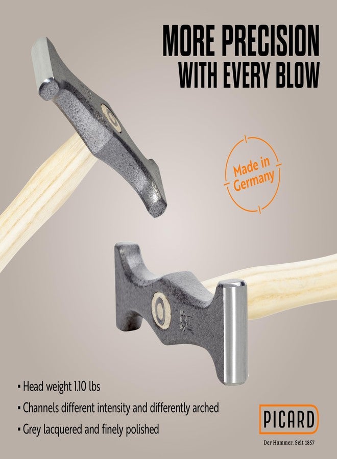 Picard Grooving Hammer 500g - Dual Cross Peen Hammer, Arched & Polished Faces, Grey Enamel Finished Alloy Steel Head, Ring Wedge Fixture, Ash Handle, 0017501-0500 - Image 3
