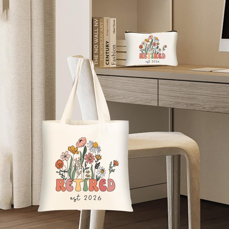 DHQH Retirement Gifts for Women 2026, Retirement Canvas Tote Bag with Handles, Retired Gifts Farewell Gift Ideas for Retirees Coworker Teachers Friends Mom - Image 4
