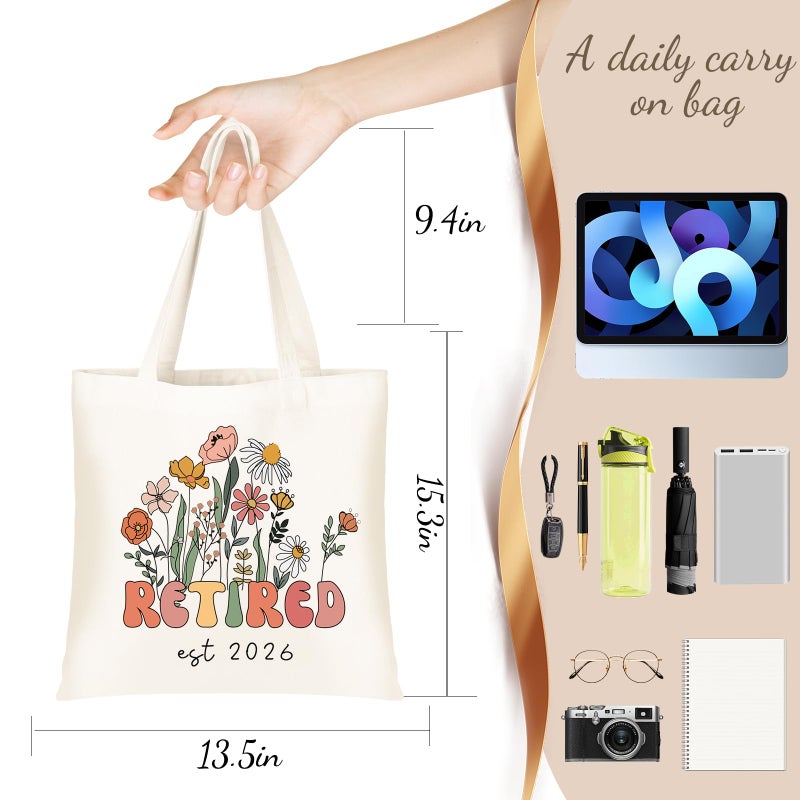 DHQH Retirement Gifts for Women 2026, Retirement Canvas Tote Bag with Handles, Retired Gifts Farewell Gift Ideas for Retirees Coworker Teachers Friends Mom - Image 3