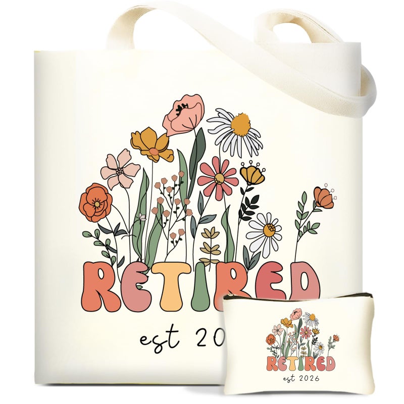 DHQH Retirement Gifts for Women 2026, Retirement Canvas Tote Bag with Handles, Retired Gifts Farewell Gift Ideas for Retirees Coworker Teachers Friends Mom - Image 1