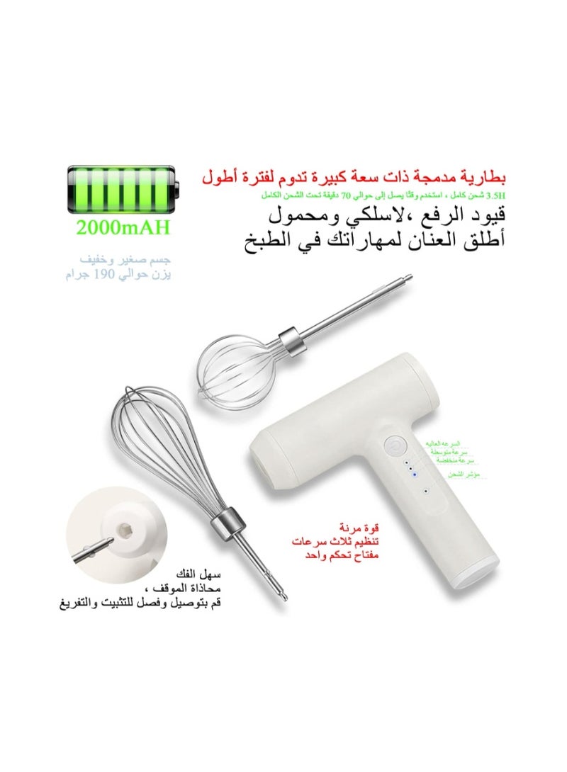 Syarme Milk Frother Hand Mixer Electric,Built-In High-Capacity Battery Rechargeable Frother with 2 Stainless Whisks,3-Speed Adjustable Coffee Stirrers,Suitable for Coffee,Milk,Eggs,Cakes,Chocolates,Etc - Image 5