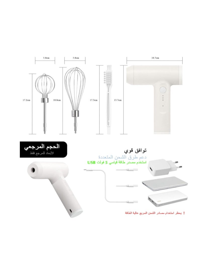 Syarme Milk Frother Hand Mixer Electric,Built-In High-Capacity Battery Rechargeable Frother with 2 Stainless Whisks,3-Speed Adjustable Coffee Stirrers,Suitable for Coffee,Milk,Eggs,Cakes,Chocolates,Etc - Image 2
