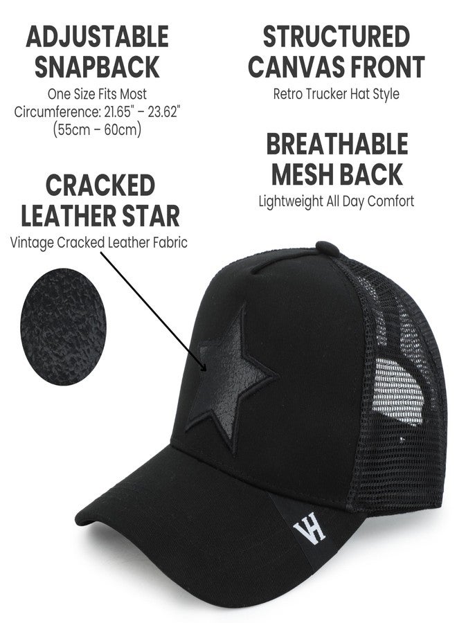 VINTAGE HAVANA Trucker Hats Women | Mesh Adjustable Snapback Hat | Men & Women Cute Trendy Fashion Baseball Cap One Size Black/Black - Image 2