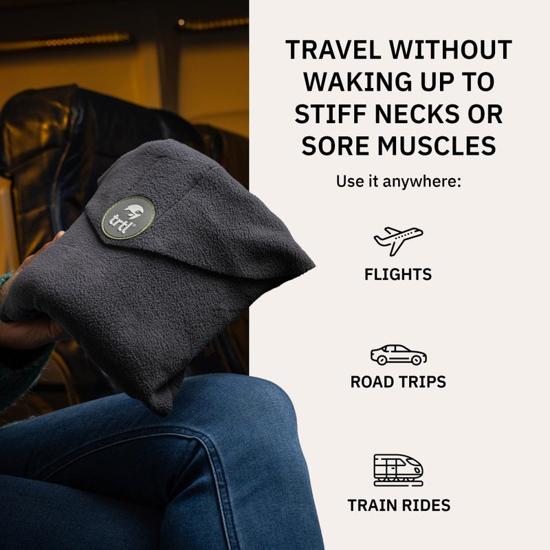 trtl trtl Travel and Airplane Pillow - Real Sleeping Experience on Long Flights - Neck and Shoulder Support - Super-Soft, Lightweight, Easy-to-Carry, and Machine-Washable Flight Pillow - Black  - Image 3