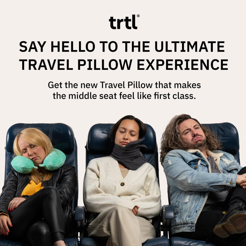 trtl trtl Travel and Airplane Pillow - Real Sleeping Experience on Long Flights - Neck and Shoulder Support - Super-Soft, Lightweight, Easy-to-Carry, and Machine-Washable Flight Pillow - Black  - Image 2