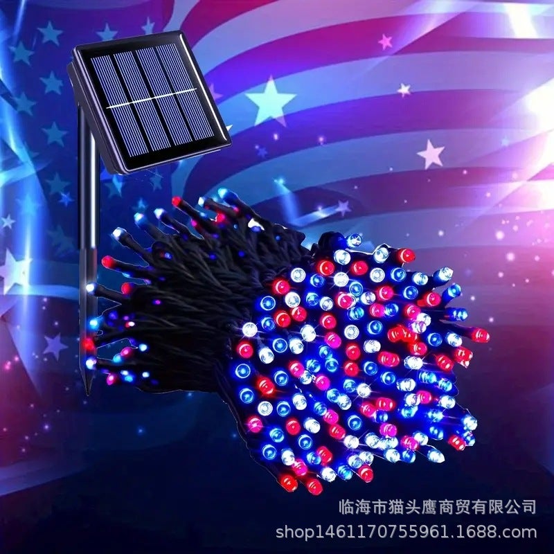 Generic Solar LED Lights String Christmas Holiday Courtyard Garden Outdoor Arrangement Gipsophila USA Independence Day Decorative Lights Color 