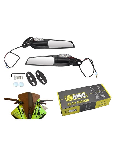 Max Protaper Wing Rearview Motorcycle Mirrors Adjustable Rotating Side Mirrors Wind Swivel Wing Mirrors Multi Angle With Indicator Lights
