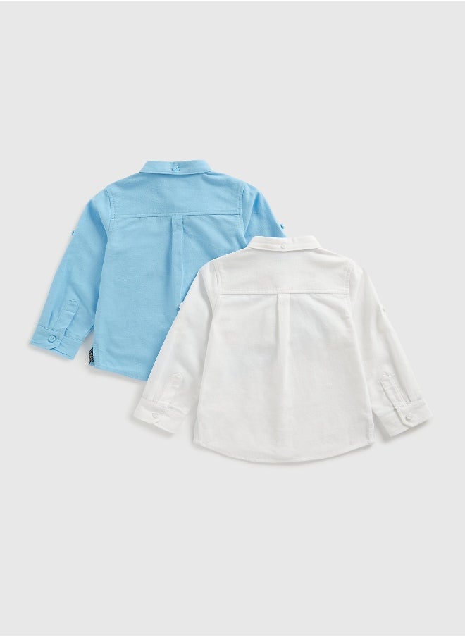 mothercare - Blue and White Oxford Shirts - 2 Pack - Image 1