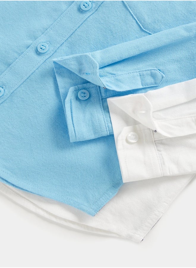 mothercare - Blue and White Oxford Shirts - 2 Pack - Image 1
