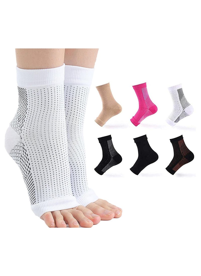 Sweet seven Compression Foot Sleeve Support Socks - 6 Pairs, Anti-Fatigue, Pain Relief for Men & Women Ankle Brace, Neuropathy, Tendonitis Relief - Foot Compression Sleeves Combo Pack(S/M)  - Image 1