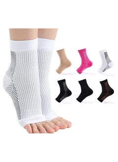 Sweet seven Compression Foot Sleeve Support Socks - 6 Pairs, Anti-Fatigue, Pain Relief for Men & Women Ankle Brace, Neuropathy, Tendonitis Relief - Foot Compression Sleeves Combo Pack(S/M)  - Image 1