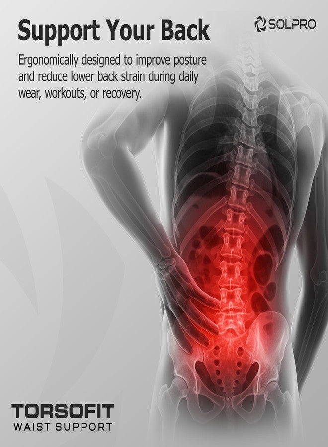 Solpro TorsoFit Waist Support for Men & Women | Joint Stabiliser for All Sports, Gym & Rehab Workouts | Joint Pain Relief for Active Lifestyle Injury Recovery & Arthritis (Black) - Image 2