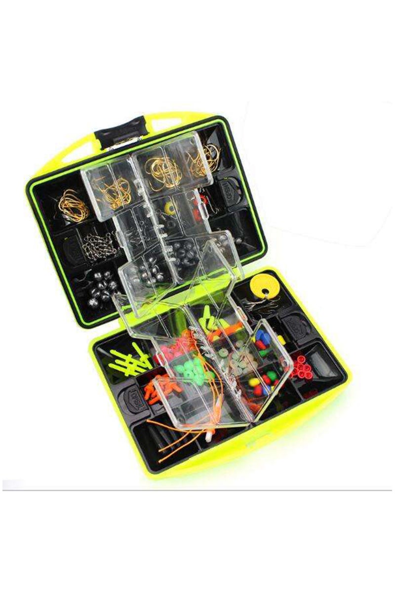 مجموعة أدوات صيد السمك الصفراء من WEIHE، 184 قطعة، صندوق يحتوي على خطافات صيد السمك