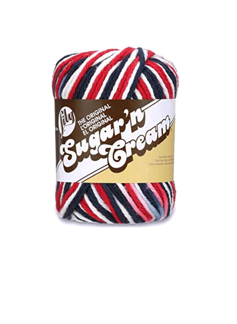 Lily Sugar'n Cream Yarn - Ombres Red, White & Blue - Image 1