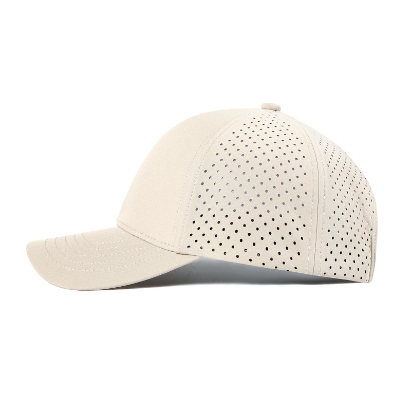 VOBOOM Men Quick Dry Baseball Cap Laser Cut Mesh Ball Curved Brim Snapback Hat (Beige) - Image 3