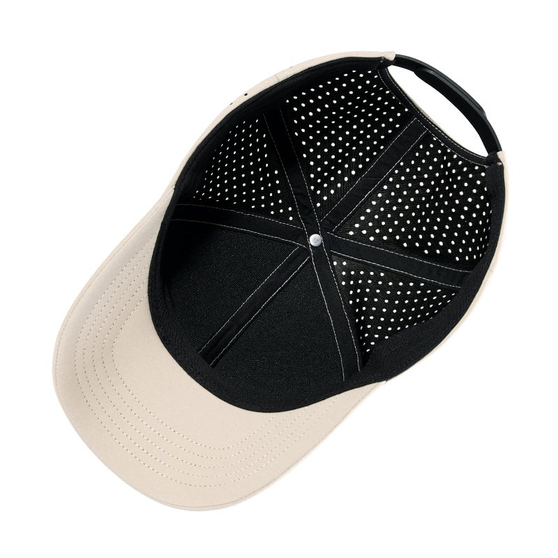 VOBOOM Men Quick Dry Baseball Cap Laser Cut Mesh Ball Curved Brim Snapback Hat (Beige) - Image 5
