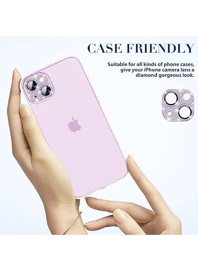 iPhone 15 iPhone 15 Plus Camera Lens Protector Bling Lens Cover 3D Rhinestone Diamond 9H Tempered Glass Camera Case Anti Scratch Shockproof Metal Screen Full Protective Mobile Accessory - Image 4