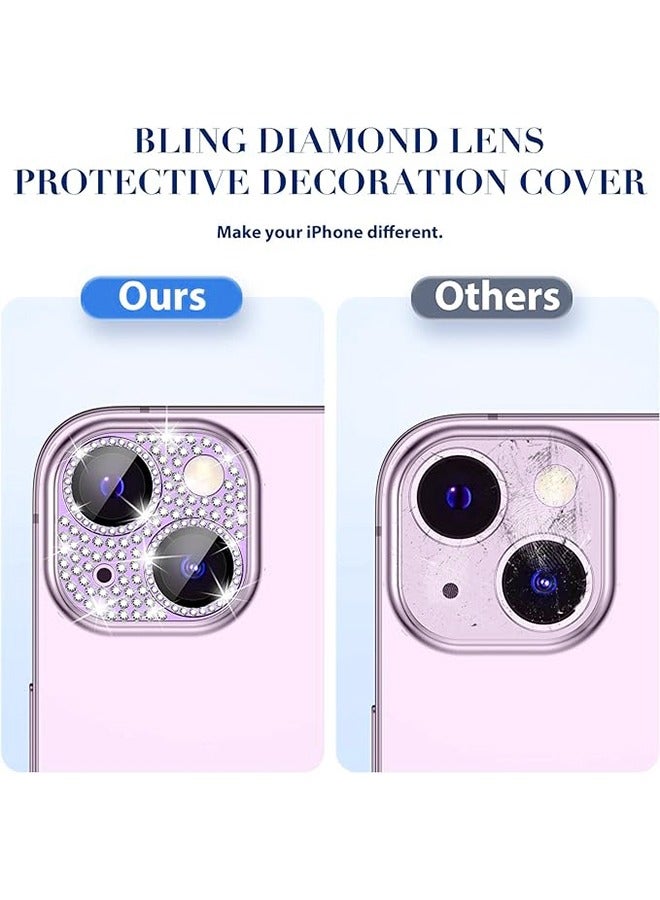 iPhone 15 iPhone 15 Plus Camera Lens Protector Bling Lens Cover 3D Rhinestone Diamond 9H Tempered Glass Camera Case Anti Scratch Shockproof Metal Screen Full Protective Mobile Accessory - Image 2