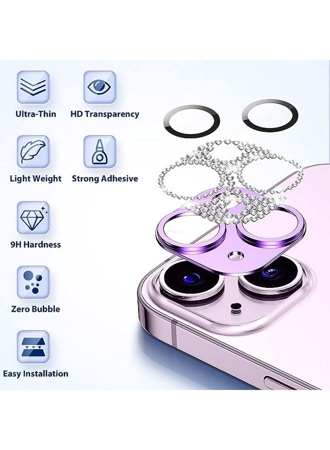 iPhone 15 iPhone 15 Plus Camera Lens Protector Bling Lens Cover 3D Rhinestone Diamond 9H Tempered Glass Camera Case Anti Scratch Shockproof Metal Screen Full Protective Mobile Accessory - Image 5