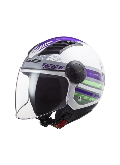 LS2 HELMET OF562 Airflow HALF Face Racing Helmet - Size Medium - Color: White x Violet