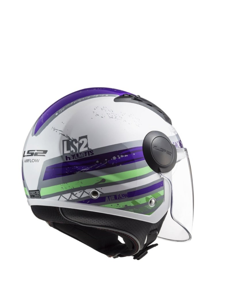 LS2 HELMET OF562 Airflow HALF Face Racing Helmet - Size Medium - Color: White x Violet