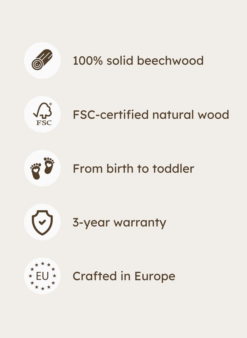 Mokee سرير مودي القابل للتحويل 2 في 1 - خشب البتولا الأبيض (140x70) - Image 3