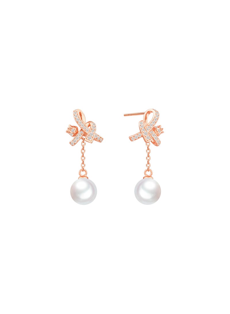 Women' Earrings with White Pearl Stering Silver Lily Flower Eardrops Gift for Mother Wife Girlfriend