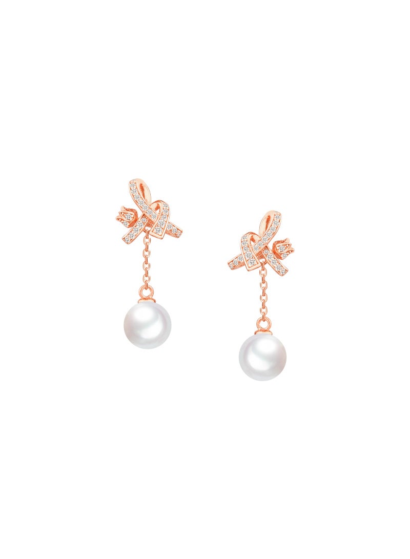 Women' Earrings with White Pearl Stering Silver Lily Flower Eardrops Gift for Mother Wife Girlfriend