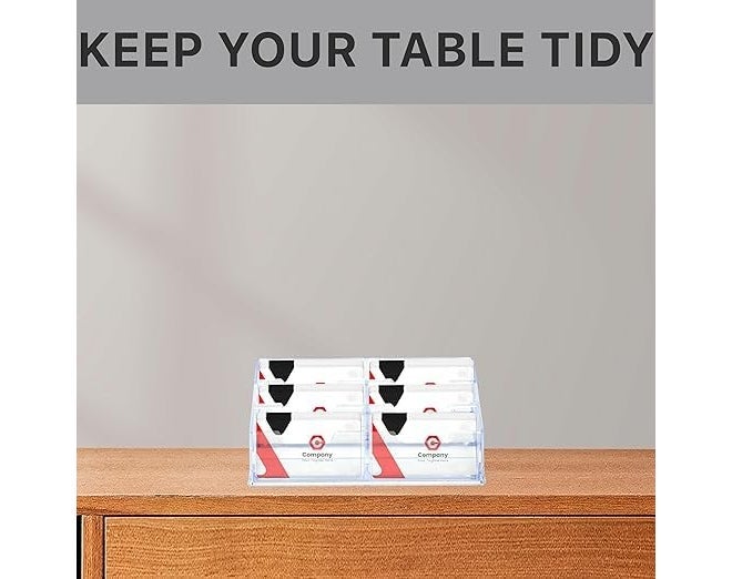 SNDIA Acrylic Business Card Holder Visiting Card Stand Organizer Clear Card Holder Display Stand for Office (Transparent) (6 Tier), 5.8 X 5.8 X 11.5 cm - Image 3