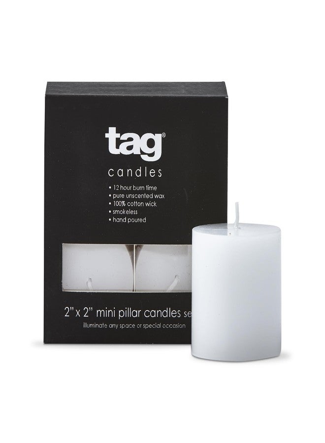 Tag 10052 2-Inch by 2-Inch White Unscented Pillar Candle, Set of 4 - Image 1