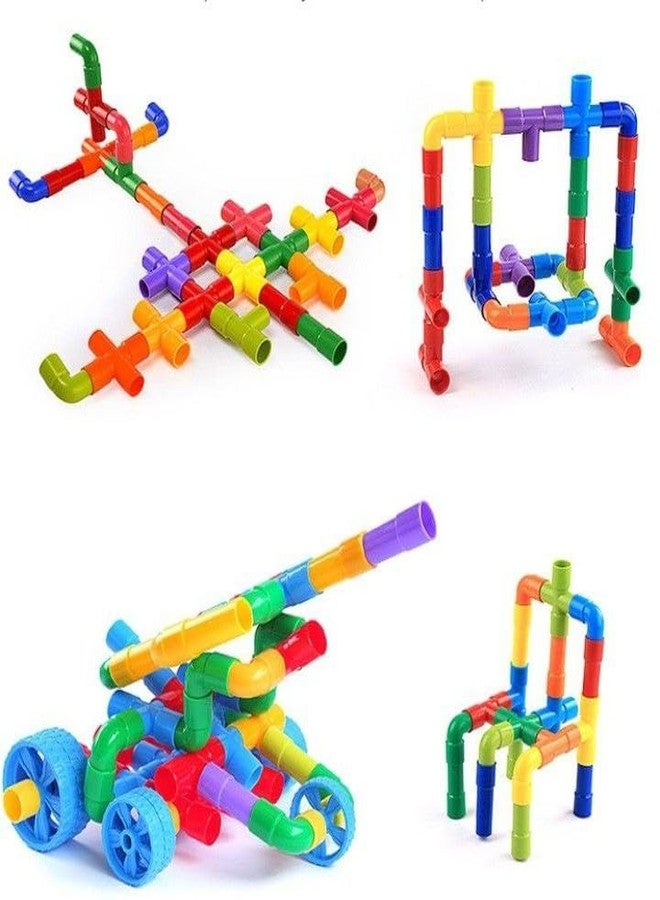 GoldiMec 150+ pcs Colorful Pipe Puzzle Building Blocks for Kids | Pipe Puzzle Building with Different Shape (Multi Colored) - Image 4
