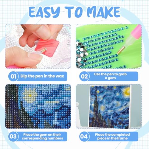 PATPAT DIY Diamond Painting Art Kit for Kids 7 inches Cute Melody Diamond Painting with Wooden Frame DIY Diamond Painting Desk Decoration Art Craft Gift for Kids - Image 4