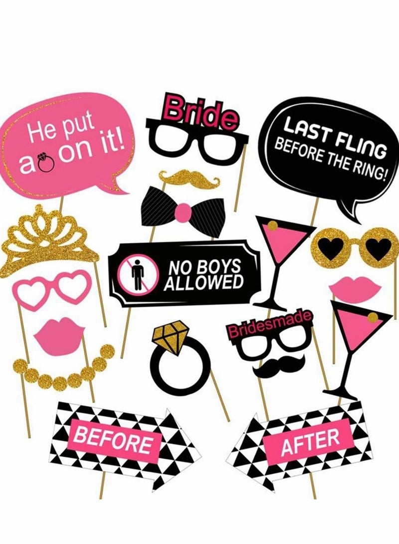 Excefore Hen Party Photo Booth Props, Fashionable Do Accessories 20Pcs Team Bride Selfie Props and Wedding Bridal Shower Decorations Night Games - Image 1