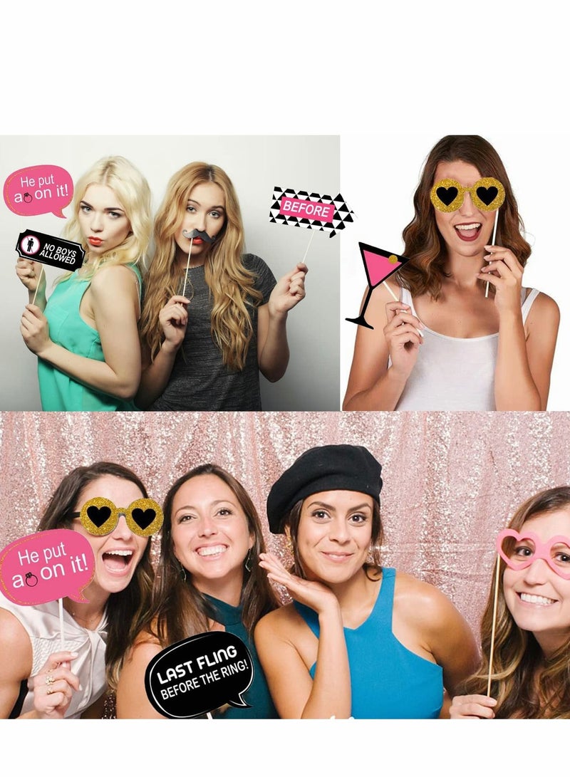 Excefore Hen Party Photo Booth Props, Fashionable Do Accessories 20Pcs Team Bride Selfie Props and Wedding Bridal Shower Decorations Night Games - Image 2
