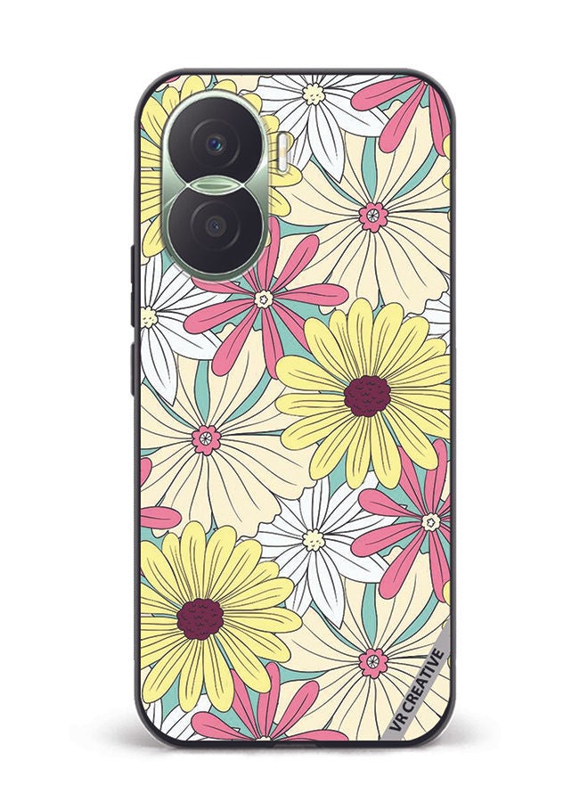 VR CREATIVE Protective Case Cover For Honor Play7T Pro Flowers Design Multicolour - Image 1