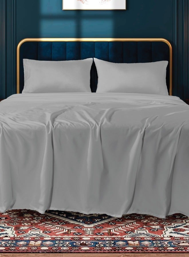القيلولة زين طقم سرير كوين من سييستا زين – 1 ملاءة مطاطية، 1 ملاءة مسطحة، 1 غطاء لحاف و أغطية وسائد | ناعم للغاية، متين ومريح | لون فضي أنيق | جودة فندقية - Image 4
