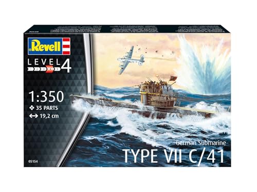 Revell مجموعة نموذج بلاستيكي غواصة ألمانية من نوع VII C/41 1: 350 من ريفيل RV05154 05154 5154 - Image 2