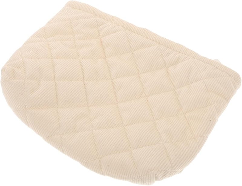 Large Plush Checkered Quilted Makeup Bag Portable Travel Cosmetic Organizer Beige - Image 1