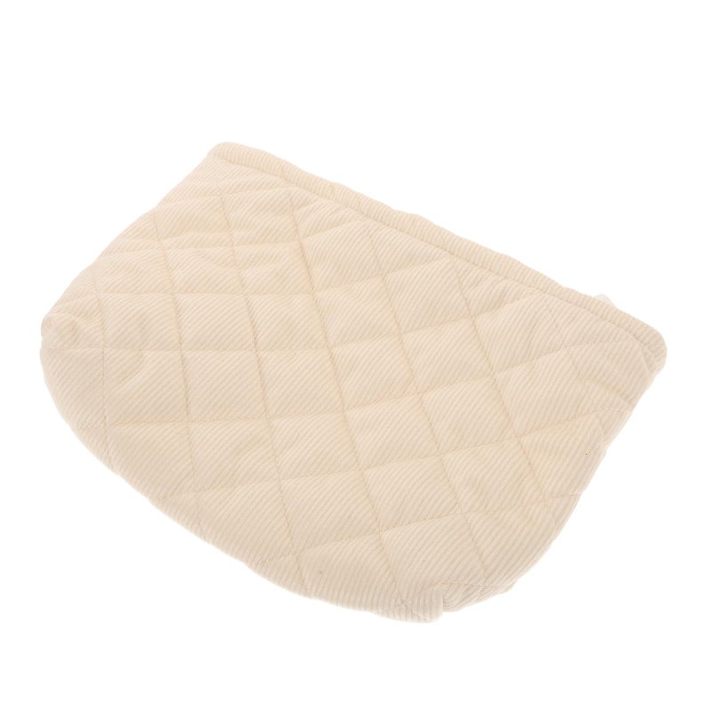 Large Plush Checkered Quilted Makeup Bag Portable Travel Cosmetic Organizer Beige - Image 2