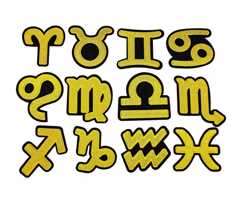 RECHERE 12 Constellation Symbols Zodiac Embroidered Iron On Patch Applique (12 pcs) - Image 1