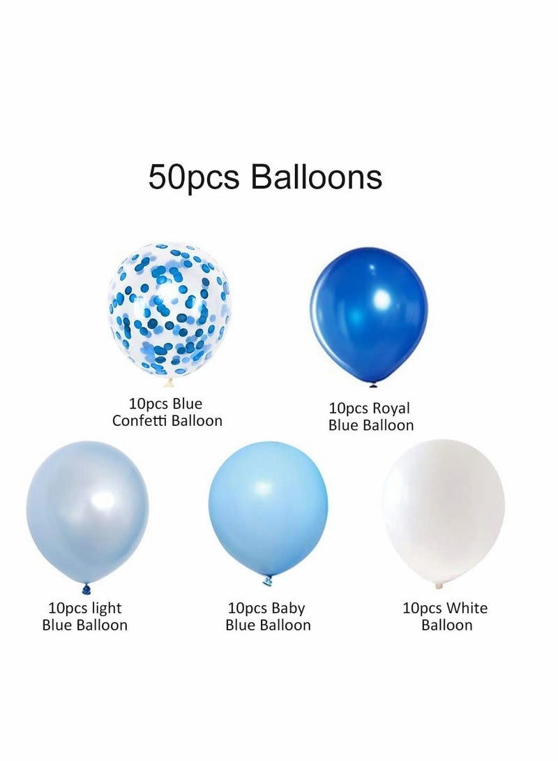 KASTWAVE Blue Balloons 50 Pcs 12 inch Light Blue Baby Blue and White Party Balloons for Birthday Wedding Party Decoration - Image 4