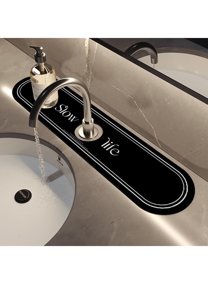 Diatom mud faucet suction pad, washbasin, kitchen sink drain pad, 10 * 60cm (circular hole diameter 5cm) - Image 2
