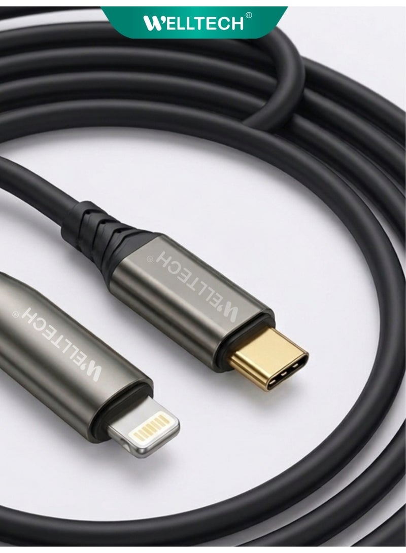 WELLTECH USB C to Lightning Fast Charging Cable High Speed Data Transfer Type C Cable Durable Power Delivery Charging Cord for Android Samsung Laptop WELLTECH STAR55 - Image 1