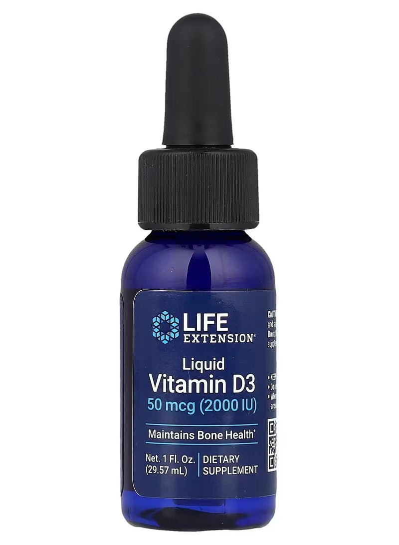 لايف إكستنشن Life Extension، فيتامين د3 السائل، 50 ميكروغرام (2000 وحدة دولية)، 1 أونصة سائلة (29.57 مل) - Image 1
