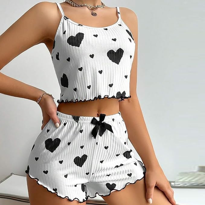 KHALAK Womens Sexy Lingerie Silk Pajamas Cami Shorts Set Lace Nightwear Sleepwear Babydoll (Black, XL) - Image 4