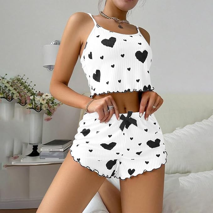 KHALAK Womens Sexy Lingerie Silk Pajamas Cami Shorts Set Lace Nightwear Sleepwear Babydoll (Black, XL) - Image 2