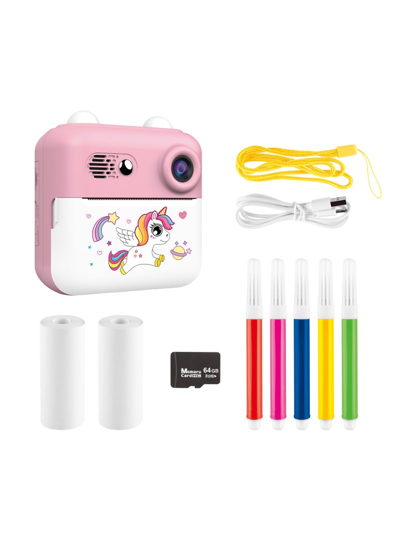 Power Joy DemoZ Snap PrintZ Instant Print Camera - Pink with Memory Card (Black & White) Assorted 1 Piece (Style May Vary) Each Sold Separately| No Ink Required with 2 Rolls of Print Paper | With Games & Video Capture | Creative Play | Ideal Gift for Kids | 1 Camera Only - Image 1