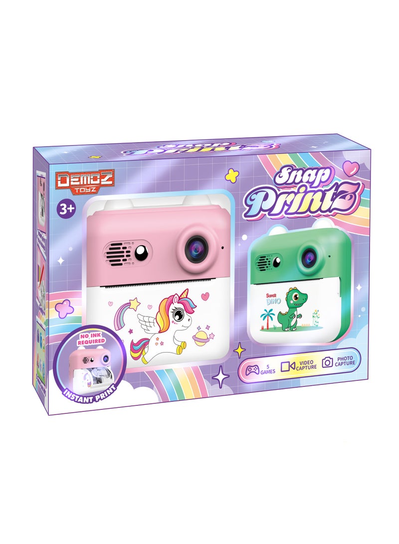 Power Joy DemoZ Snap PrintZ Instant Print Camera - Pink with Memory Card (Black & White) Assorted 1 Piece (Style May Vary) Each Sold Separately| No Ink Required with 2 Rolls of Print Paper | With Games & Video Capture | Creative Play | Ideal Gift for Kids | 1 Camera Only - Image 2
