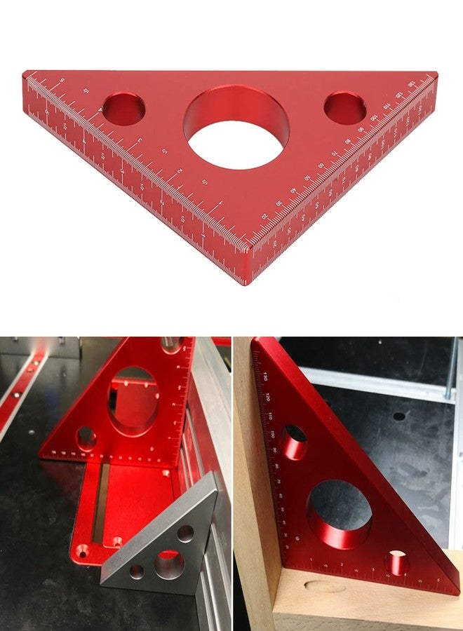 Hyuduo 45 Degree Aluminum Alloy Angle Ruler Inch Metric, Carpentry Squares DIY Woodworking Triangle Ruler Measuring Gauging Tool for Industrial Household - Image 3