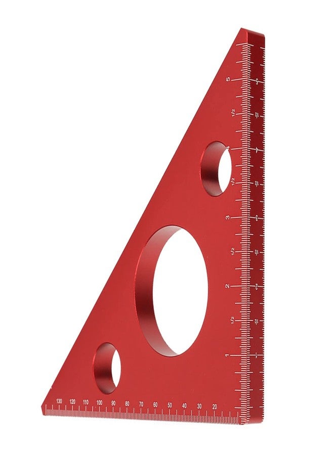Hyuduo 45 Degree Aluminum Alloy Angle Ruler Inch Metric, Carpentry Squares DIY Woodworking Triangle Ruler Measuring Gauging Tool for Industrial Household - Image 2